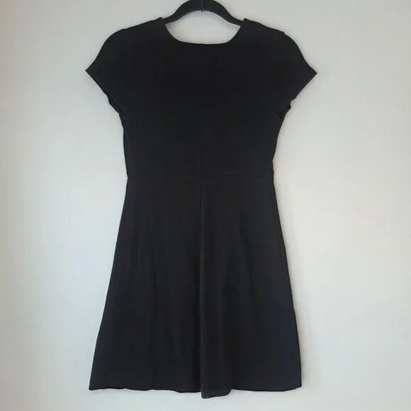Everlane Black Essential Dress Casual Stretch Basic Short Sleeve Women's XS - Picture 2 of 5